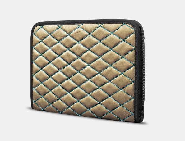 

Органайзер для документов А4 от Carbag Бежевый с бирюзовой строчкой и черной окантовкой