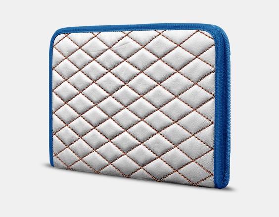 

Органайзер для документов А4 от Carbag Белый с коричневой строчкой и синей окантовкой
