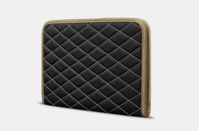 

Органайзер для документов А4 от Carbag Черный с серой строчкой и бежевой окантовкой