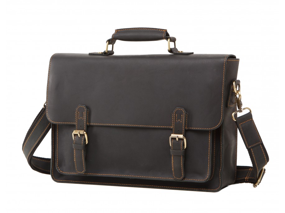 

Кожаный портфель мужской TIDING BAG 40х29х9 см Черный