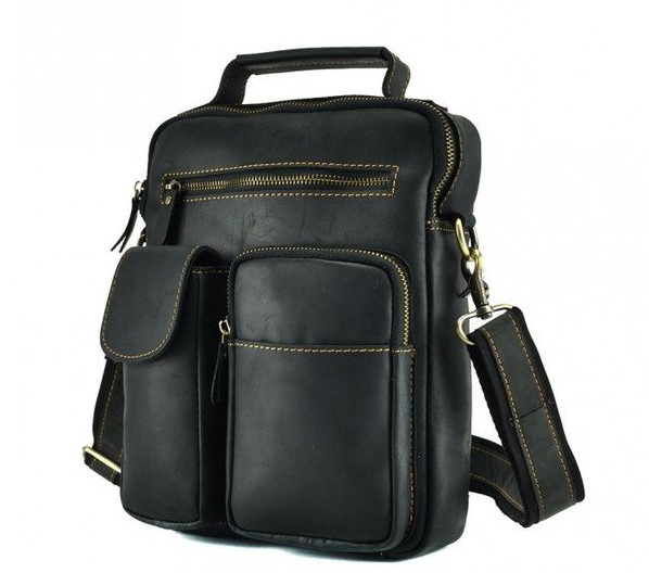 

Сумка кожаная мужская TIDING BAG 21х27х6 см Черный