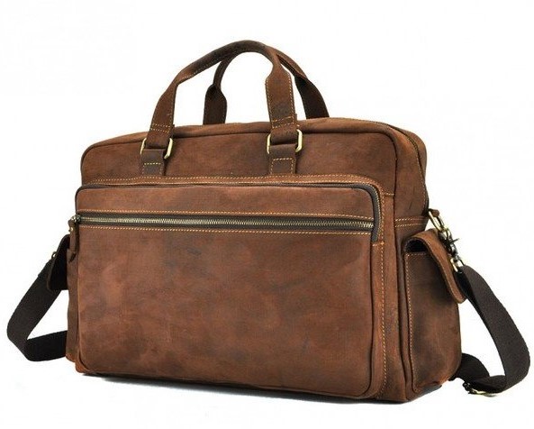 

Сумка кожаная мужская TIDING BAG 40х30х14 см Коричневый