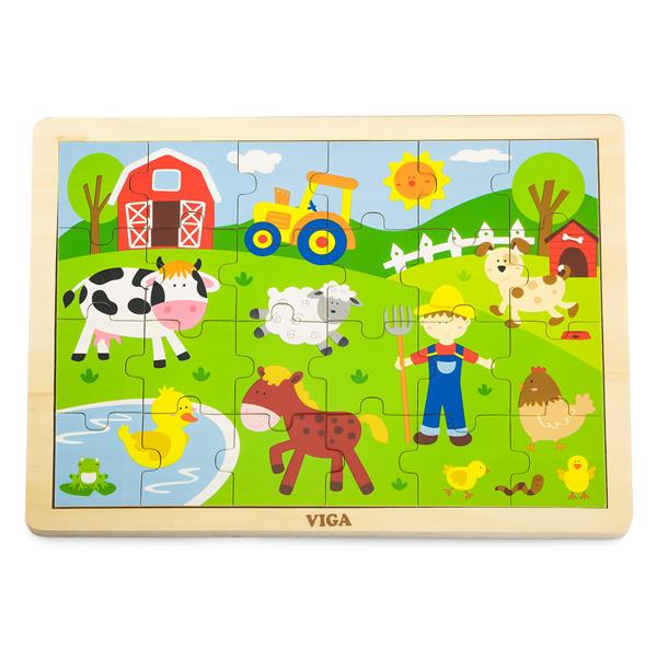 

Деревянный пазл Viga Toys Ферма, 24 элемента (50197)