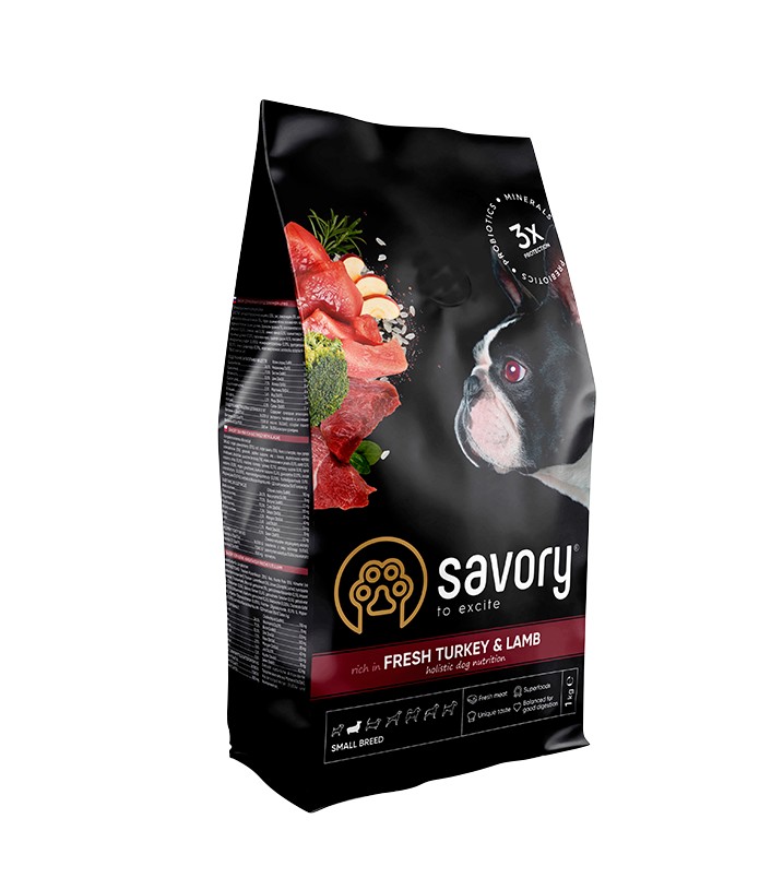 

Сухий корм Savory для собак малих порід зі свіжим м’ясом індички та ягнятиною 1 кг