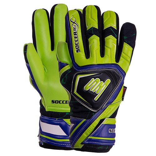 

Перчатки вратарские Soccermax GK-014 FDSO 10 Салатово-черно-синий (57508109)