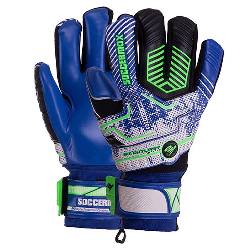 

Перчатки вратарские Soccermax GK-002 FDSO 9 Сине-салатовый (57508099)