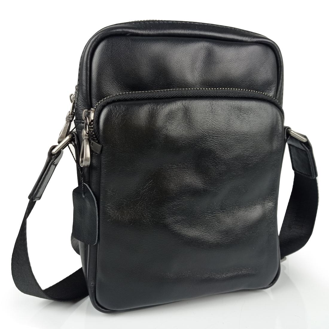 

Сумка мужская кожаная черная Tiding Bag 168A