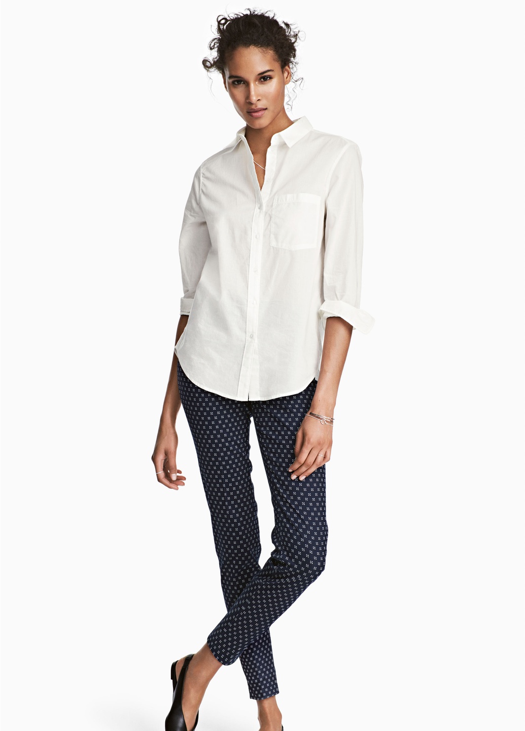 

Брюки H&M 40 Темно-синий 0434635_т.син.узор_01
