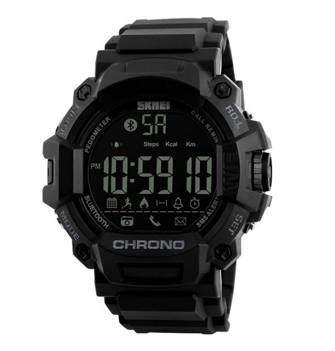 

Спортивные мужские часы Skmei (скмей) 1249 c Bluetooth шагомер (Черный)