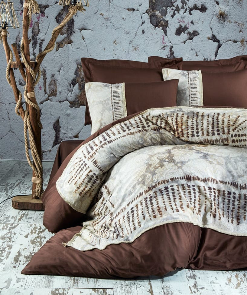 

Комплект постельного белья Marie Lou Natur Akura Kahve 200x220 кофейный (ts-00071)
