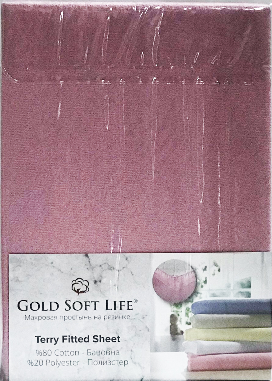 

Простынь махровая на резинке Gold Soft Life Terry Fitted Sheet 160x200 +25 см розовая (ts-01511)
