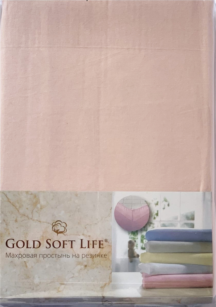 

Простынь трикотажная на резинке Gold Soft Life Terry Fitted Sheet 90х200 персиковая (ts-02024)