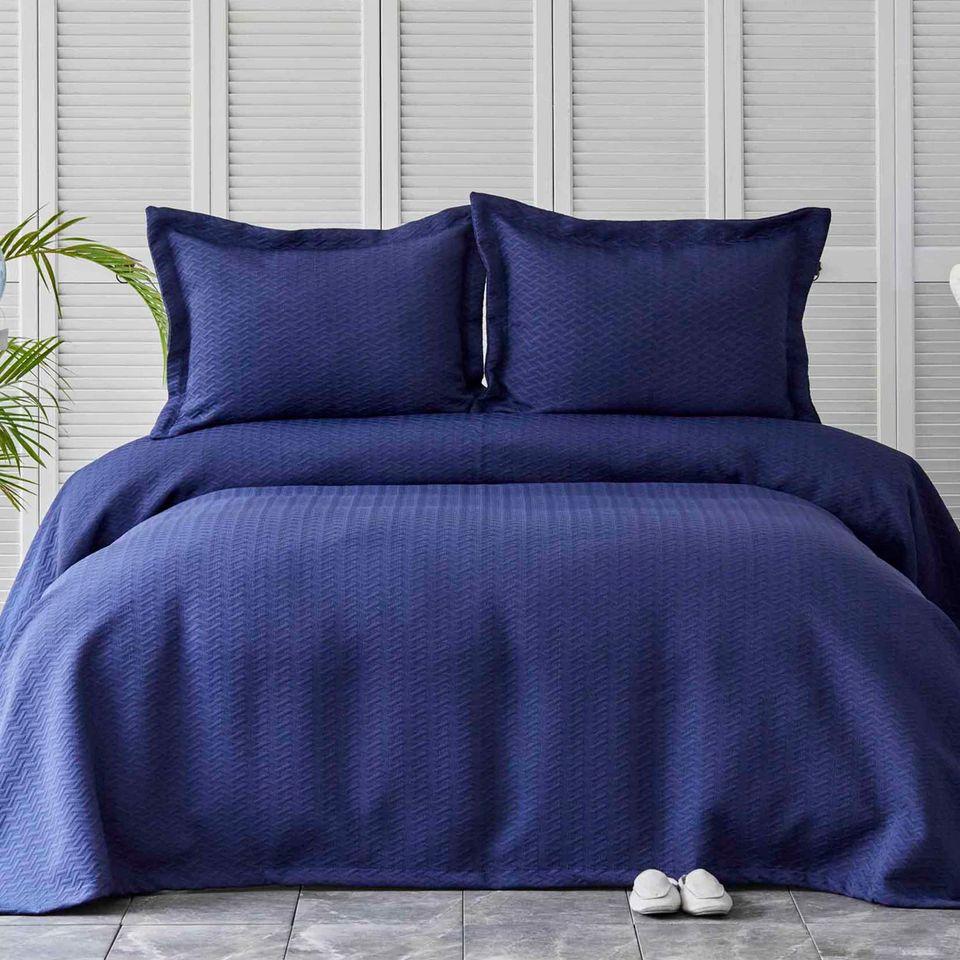 

Покрывало с наволочками Karaca Home - Charm bold lacivert синий 160*240 евро