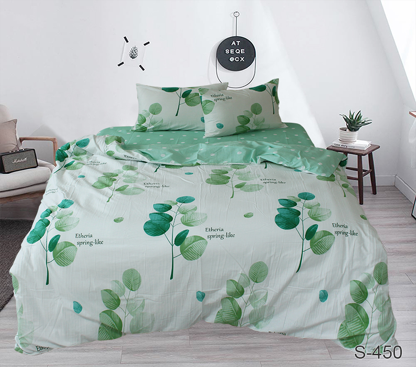 

Комплект постельного белья ТАГ Семейный Сатин люкс постільна білизна 215x240 см Простынь классическая S450