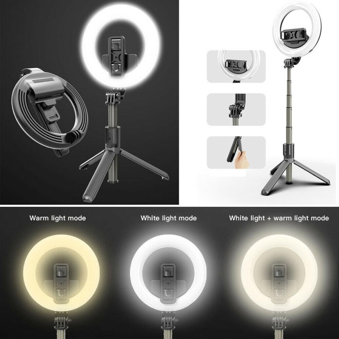 

Монопод для селфи с кольцевой LED лампой Selfie stick L07 7332 на складной на треноге с Bluetooth пультом