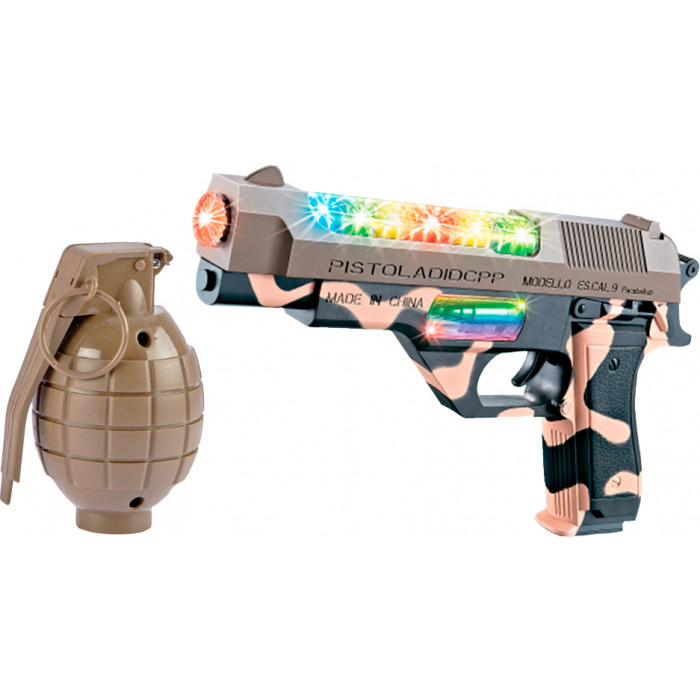 

Пистолет игрушечный Свето-Звуковой Desert Eagle Zipp Toys, Детское оружие боевой прототип, звуковая имитация выстрела с вибрацией, яркие световые эффекты + граната, 22 см