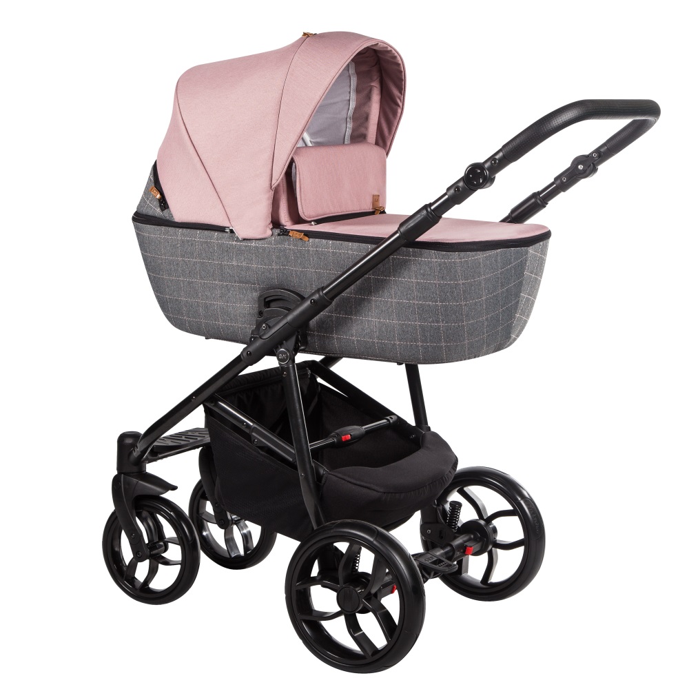 

Коляска универсальная 2 в 1 Baby Merc La Noche LN/01B Розовый/Серый с системой анти-шок + дождевик, москитная сетка и сумка для мамы