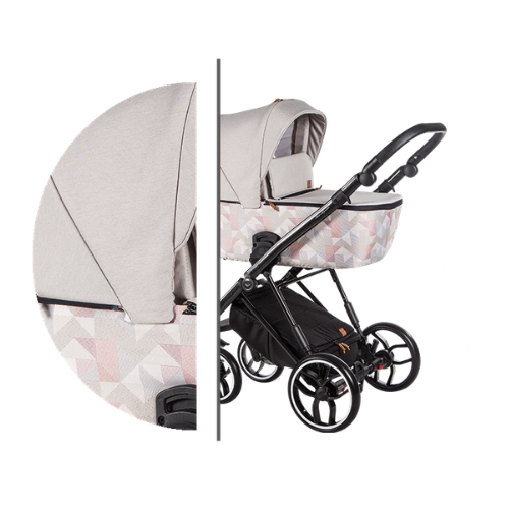 

Коляска универсальная 2 в 1 Baby Merc La Rosa LR/11B Серый с принтом с системой анти-шок + дождевик, москитная сетка и сумка для мамы