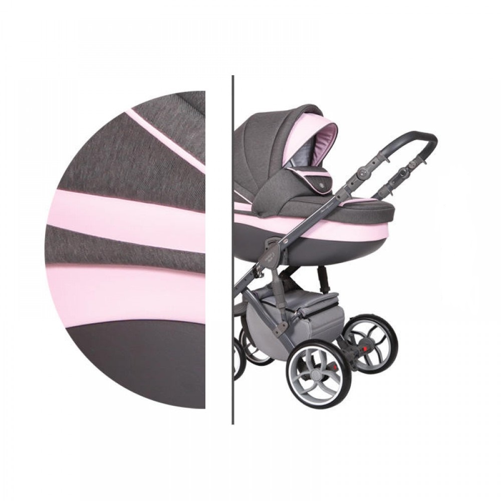 

Коляска универсальная 2 в 1 Baby Merc Faster Style 3 Flll/164A Темно-серый/Розовый с дождевиком и матрасом + москитная сетка, чехлы и сумка для мамы