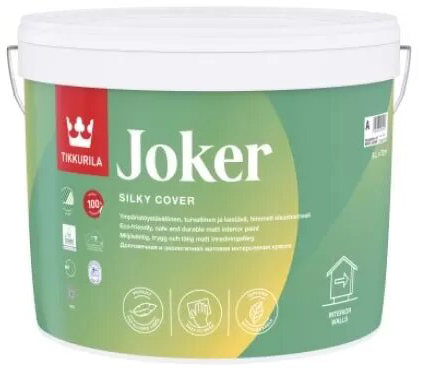 

Стойкая к мытью экологичная матовая интерьерная краска Tikkurila Joker 2.7 л Белая (6408070031636)