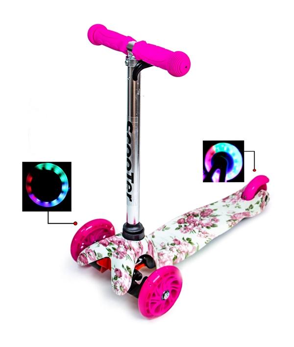 

Детский трехколесный самокат Best Scooter Micro "FLOWERS ROSES" (3 колесный) все колеса светятся