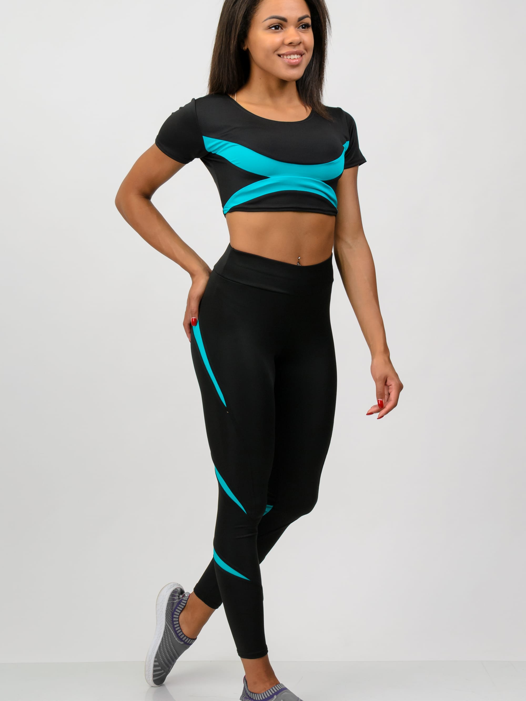 

Спортивный костюм Total Pro тп201986 M-L Черный с бирюзовым