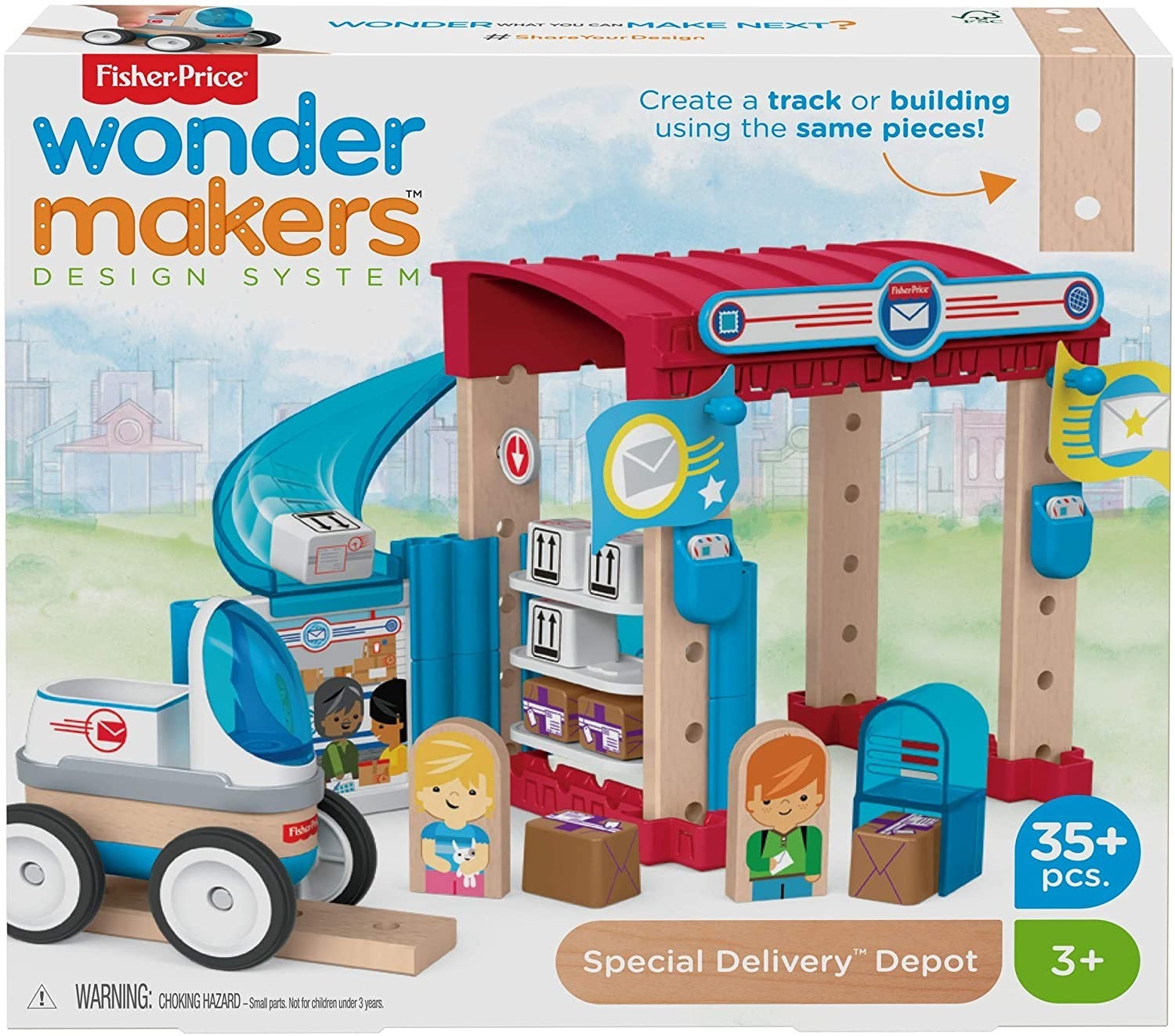 

Дерев'яний конструктор Fisher-Price Wonder Makers Design System Special Delivery Depot 35 деталей (GFJ14)