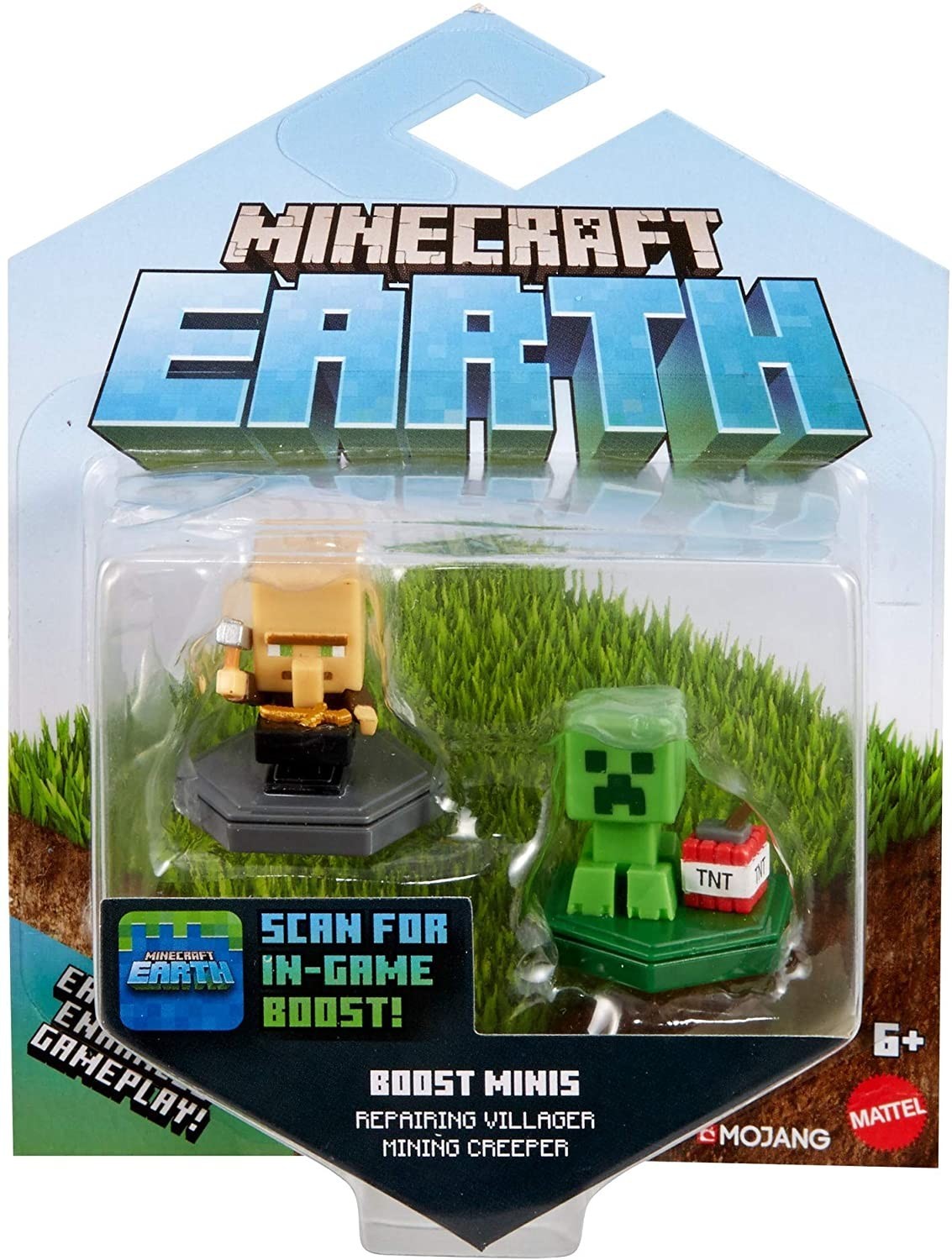 

Игровой набор мини-фигурок Mattel Minecraft Earth Boost Minis Figures, Repairing Villager аnd Mining Creeper (GMD15)