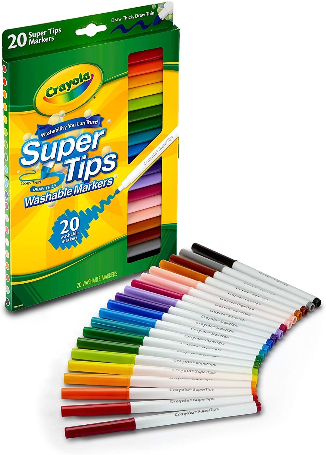 

Набор фломастеров Crayola Super Tips Markers, Washable Markers Маркеров 20 штук (588106)