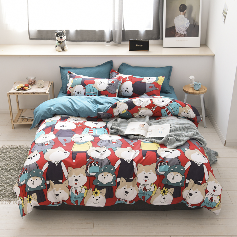 

Комплект постельного белья Mr. Shiba Inu (полуторный) Berni Home Красный
