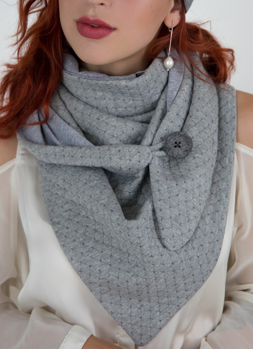

Шарф "Эдинбург" большой MyScarf теплый  серый стеганный, Шарф "Эдинбург" большой MyScarf теплый one size серый стеганный