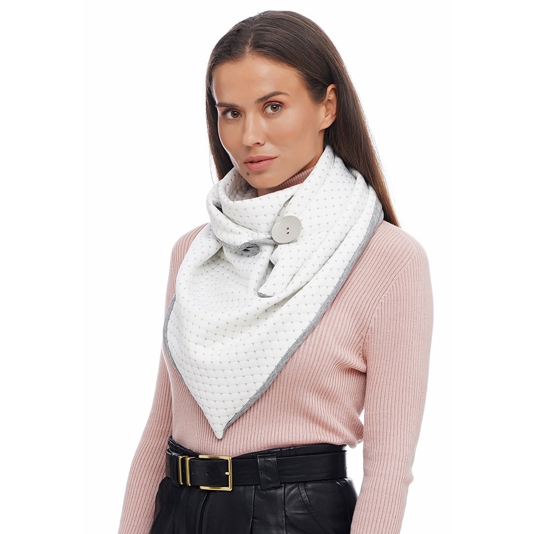 

Шарф женский "Эдинбург" большой MyScarf теплый  белый с серой подкладкой на пуговице, Шарф женский "Эдинбург" большой MyScarf теплый one size белый с серой подкладкой на пуговице