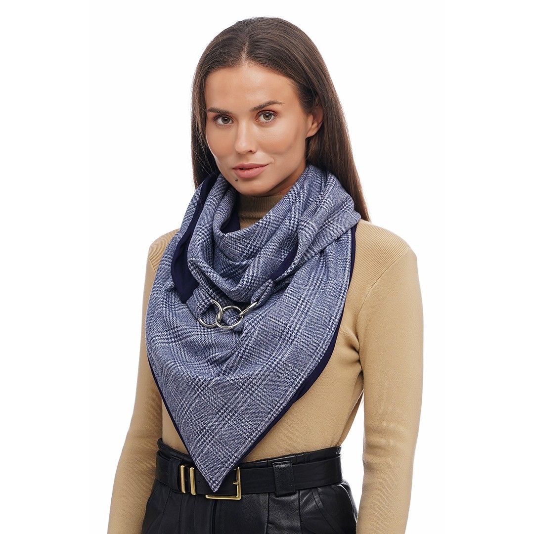 

Шарф женский "Эдинбург" большой MyScarf теплый  серо-синий костюмная клетка с кольцами, Шарф женский "Эдинбург" большой MyScarf теплый one size серо-синий костюмная клетка с кольцами