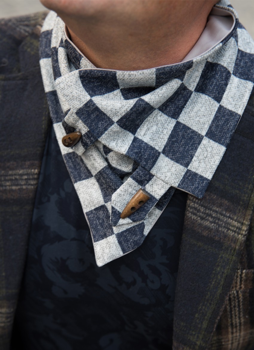 

Шарф мужской маленький MyScarf теплый  сине-серую клетку на пуговицах, Шарф мужской маленький MyScarf теплый one size сине-серую клетку на пуговицах