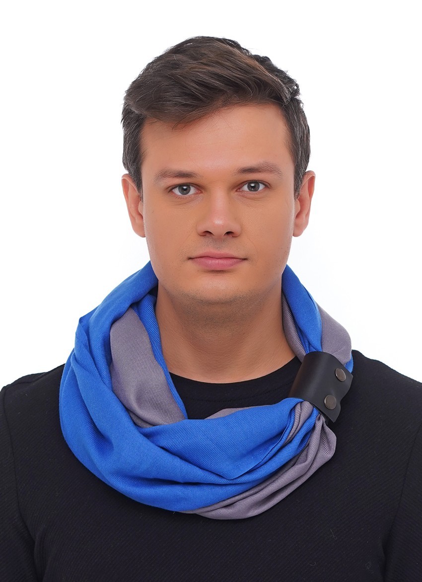 

Шарф-снуд мужской Милан MyScarf зимний  серый и синий, Шарф-снуд мужской Милан MyScarf зимний one size серый и синий