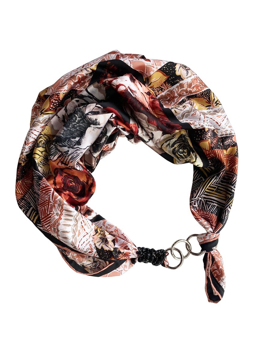 

Платок MyScarf шелковый с принтом и камнями "Геометрия любви "