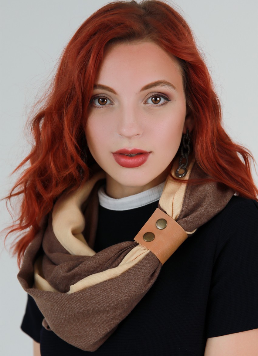 

Шарф-снуд кашемировый MyScarf зимний  бежево-коричневый, Шарф-снуд кашемировый MyScarf зимний one size бежево-коричневый