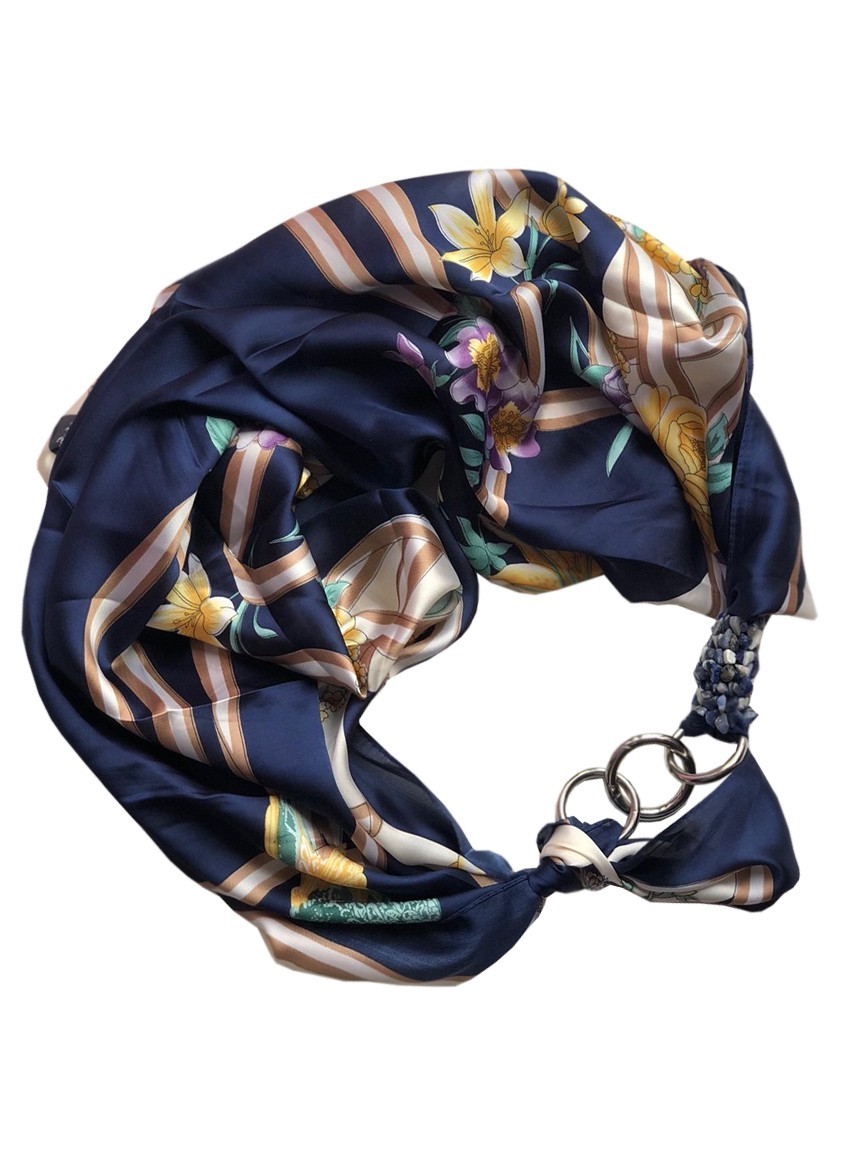 

Платок MyScarf " Синий туман" синий с принтом и камнями