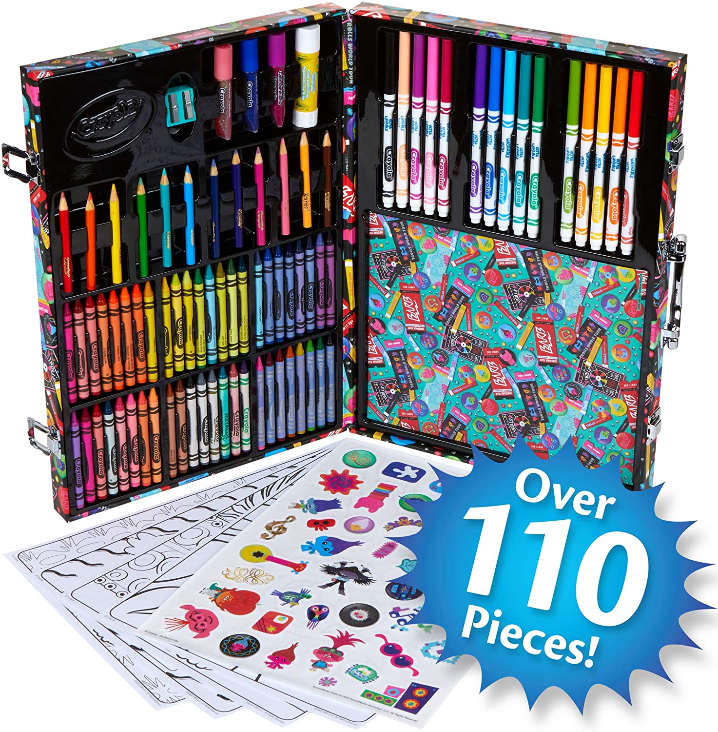 

Большой набор для творчества, рисования, подарок для детей Crayola Trolls World Tour Inspiration Art Case 110 художественных принадлежностей