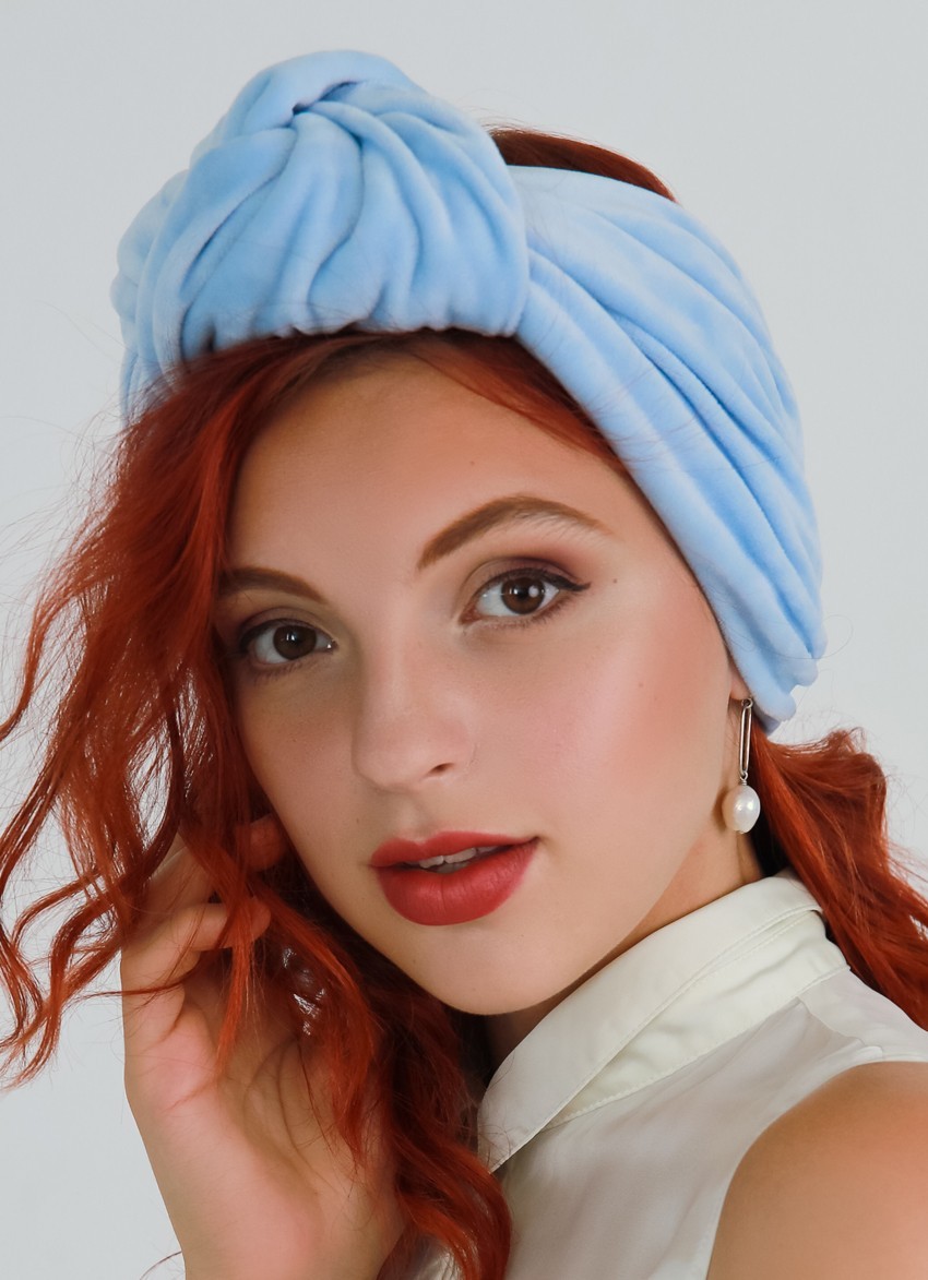 

Тюрбан MyScarf теплый  голубой велюровый, Тюрбан MyScarf теплый one size голубой велюровый