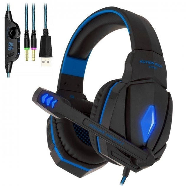 

Игровые наушники Kotion Each Gaming G4000 с подсветкой и микрофоном для ПК black-blue