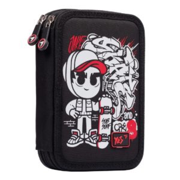 

Пенал твердий YES подвійний HP-01 SubSurf.Black and White чорний 533093