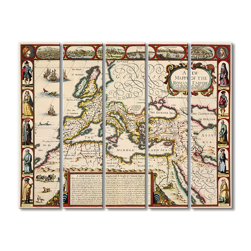 Винтажная карта Artel «Новая карта Римской империи» 5 модулей 120x180 см