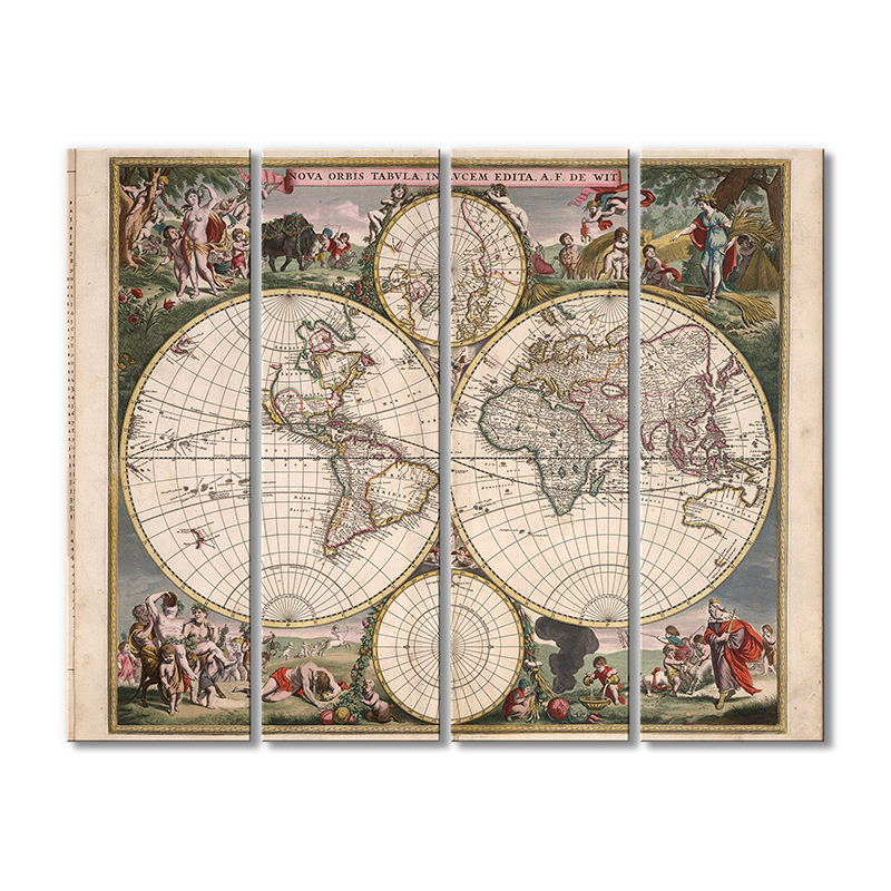 

Винтажная карта Artel «NOVA ORBIS TABVALA 1670» 4 модуля 60x90 см