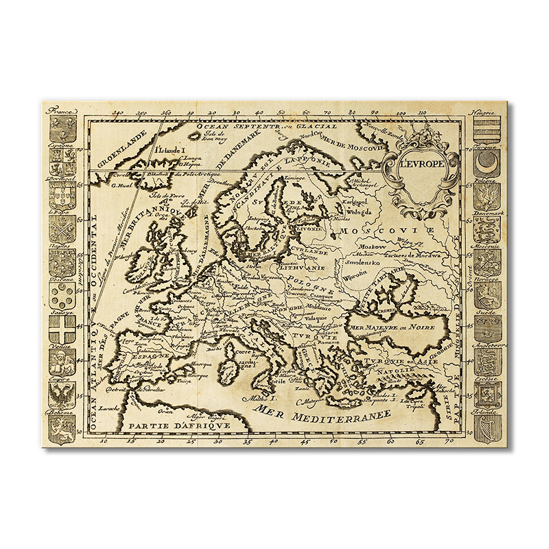 

Винтажная карта Artel «Старинная Европы карта с флагами стран» 1 модуль 50x75 см