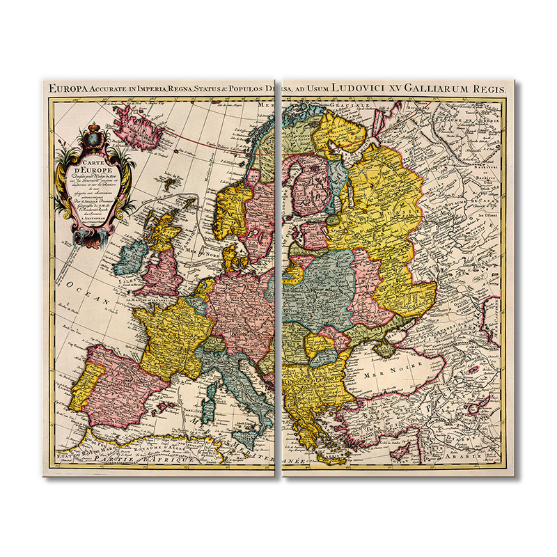 

Винтажная карта Artel «1675 год старинная карта Европы» 2 модуля 50x75 см
