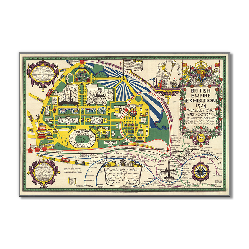 

Винтажная карта Artel «Выставка Британской империи 1924 г. Уэмбли-парк» 1 модуль 80x120 см