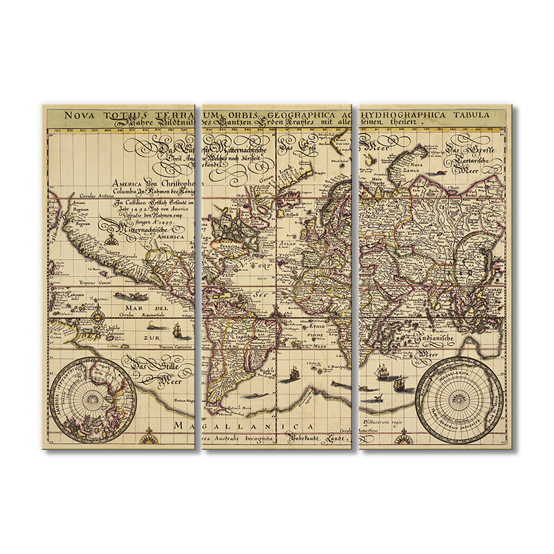 

Винтажная карта Artel «Новая звезда Tabula Geographica Ac» 3 модуля 60x90 см