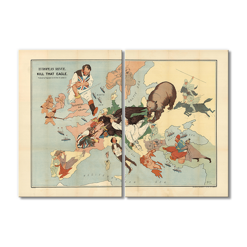 

Винтажная карта Artel «Европейская карта карикатур Убейте этого орла» 2 модуля 120x180 см