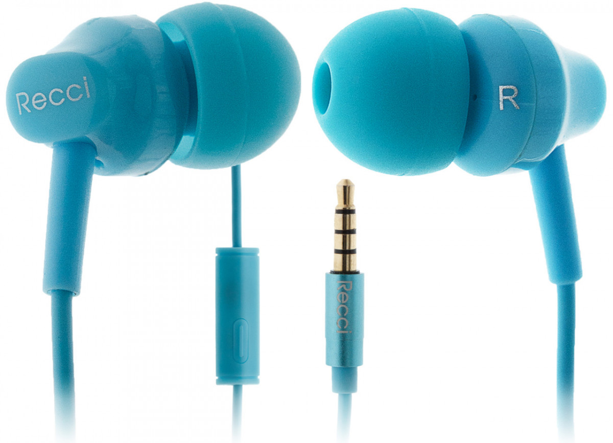 

Вакуумные голубые наушники Arioso REW-C01 Recci CC100023